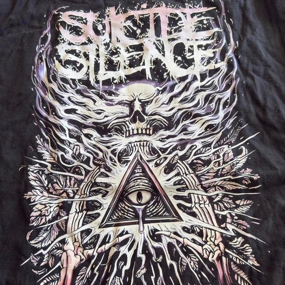 Suicide Silence Band Tee Black Graphic T-Shirt Skull Eye Pyramid Unisex Metal